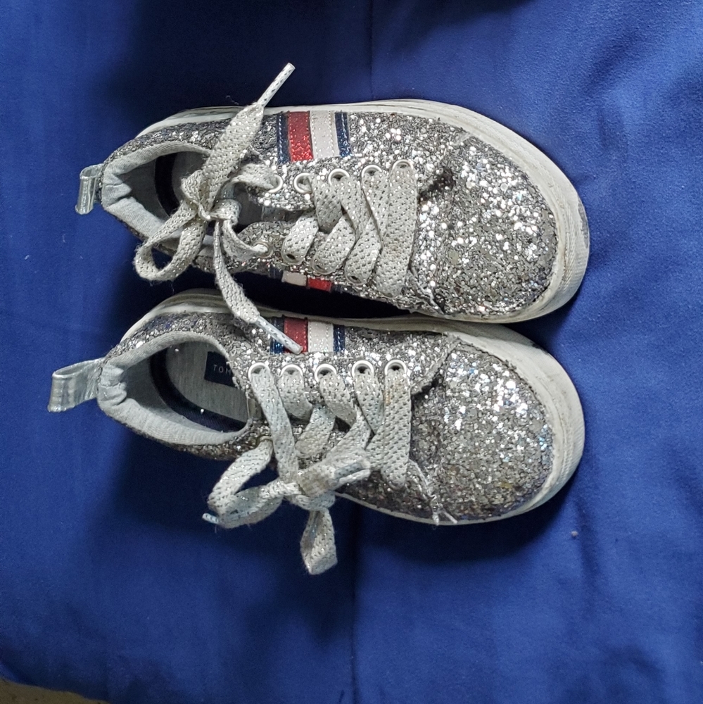 Girl's Tommy hilfiger glitter and Nike sneakers